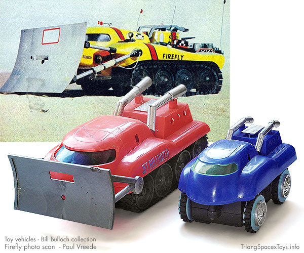 Mortoys Firefly compared to Bandai Jet Bulldozer and Thunderbirds vehicle