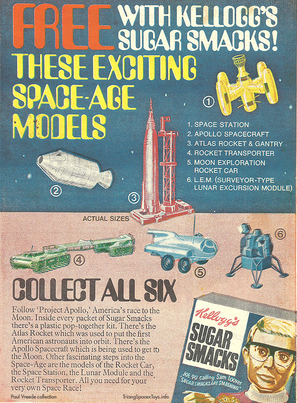Kelloggs advert showing space toy premiums