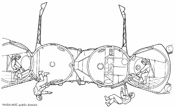 Sketch of Soyuz 4 and 5 EVA