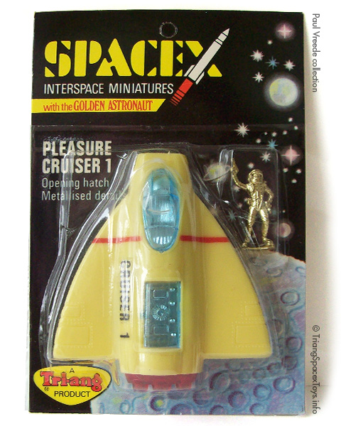 Spacex Pleasure Cruiser 1 card - earliest yellow toy placed vertically on card