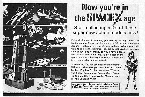 Spacex age UK black/white half-page ad 1970