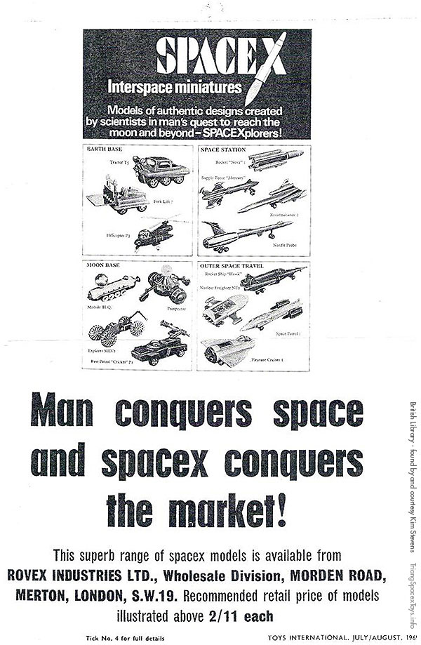 Spacex advert Toys Intl magazine 1969