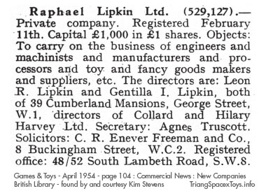 New company notice for Raphael Lipkin Ltd