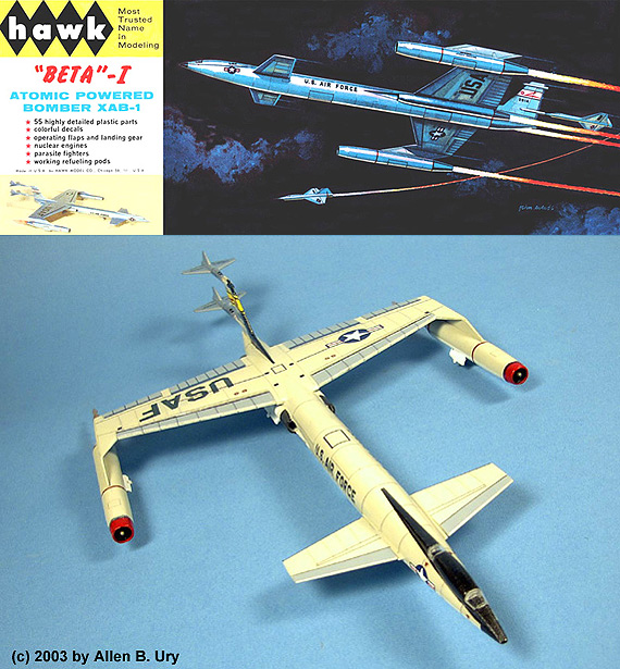 Hawk model kit box and model built by Allen B. Ury
