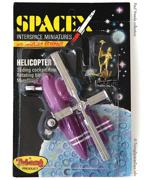 Spacex Helicopter P3 card - toy placed diagonally on card