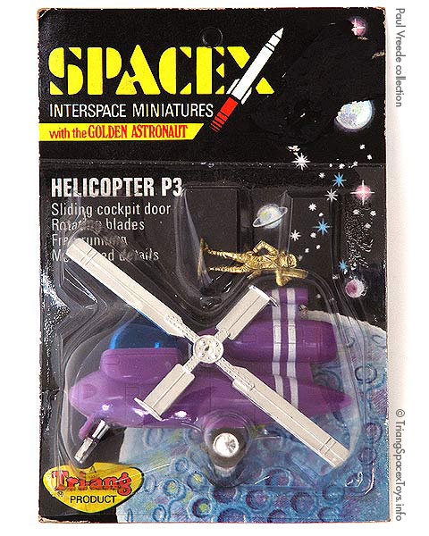 Spacex Helicopter P3 card - toy placed horizontally on card