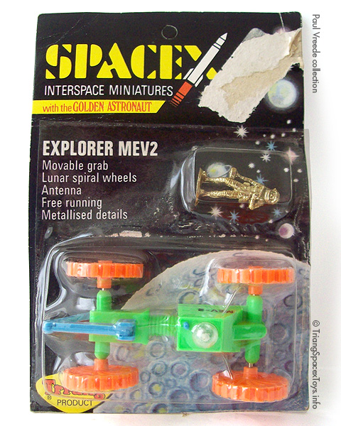 Spacex Explorer MEV2 first blister card - toy has orange wheels and blue arm