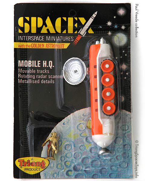 Spacex Mobile HQ card - toy in orange over white