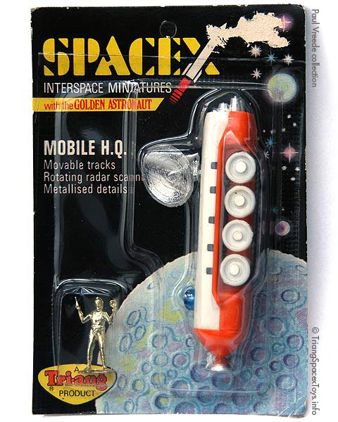Spacex Mobile HQ card - toy in white over orange