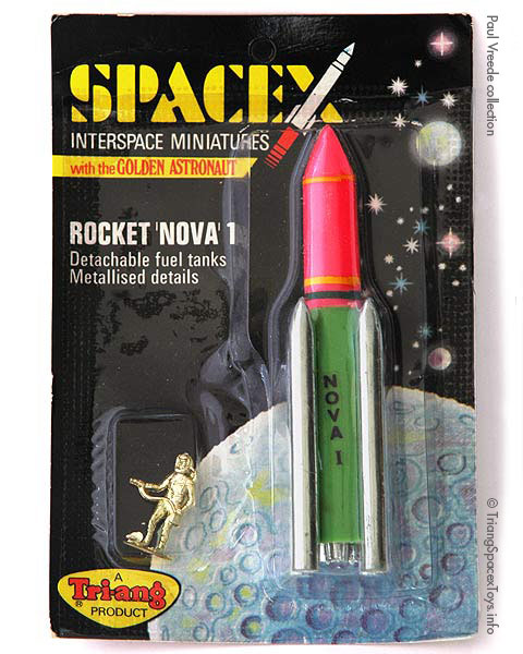 Spacex Rocket Nova 1 card - toy in early pink over green