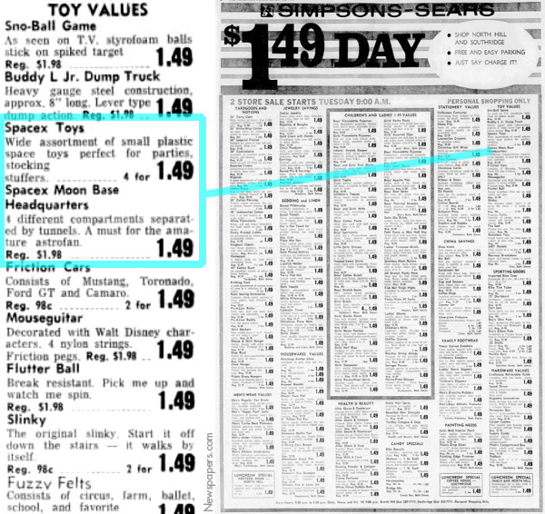 Spacex featured in 1969 Simpson Sears advert