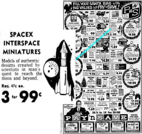 Spacex featured in 1969 Pay n Save Xmas advert