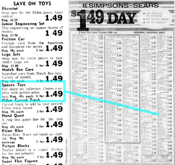 Spacex featured in 1970 Simpson Sears advert