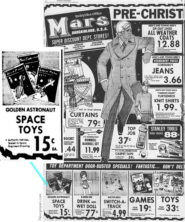 Golden Astronaut featured in 1971 Mars stores advert