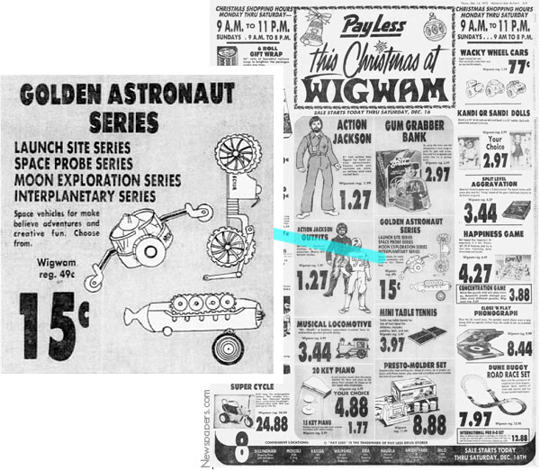 Golden Astronaut featured in 1972 Wigwam Xmas advert