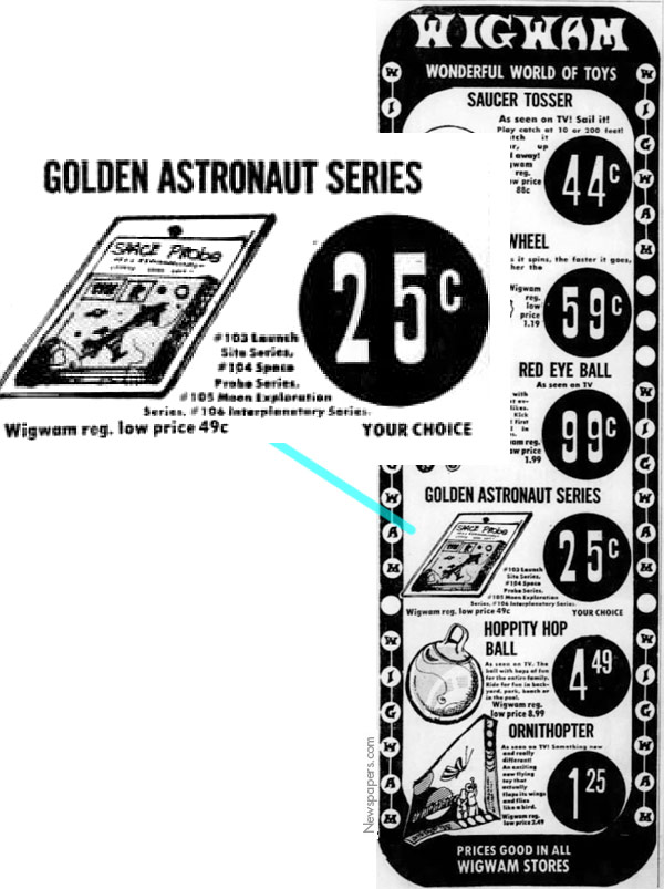 Golden Astronaut featured in 1972 Wigwam advert