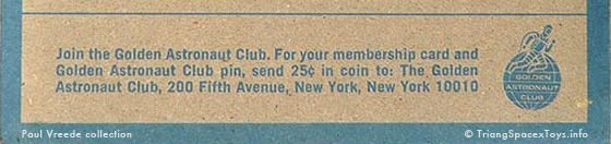 GA Club offer on card back